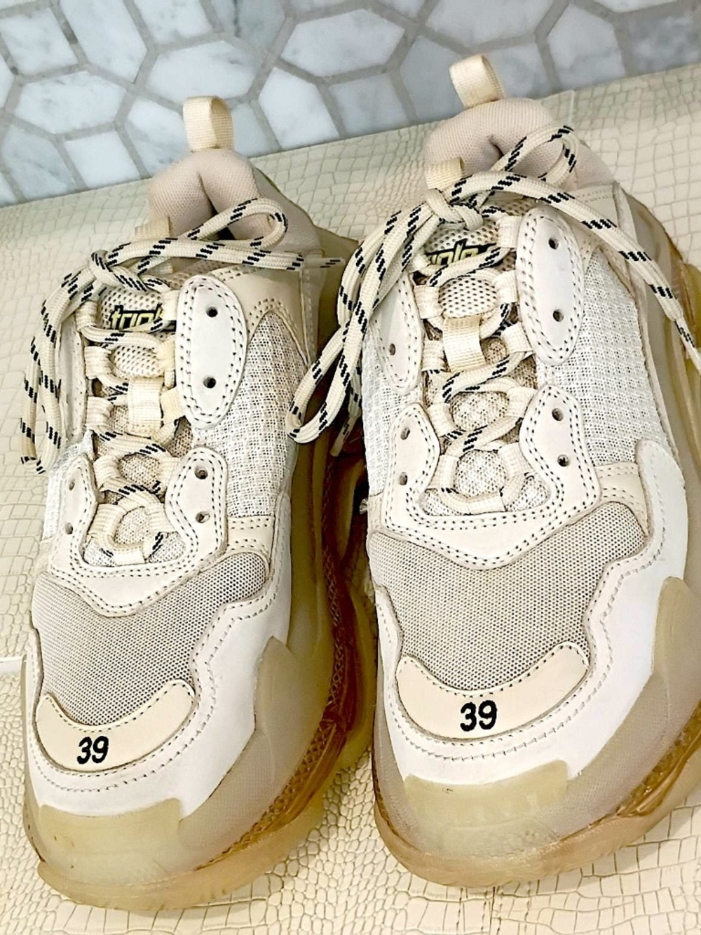 Rare Biege Color Size 9 - Balenciaga Triple S Sneakers.